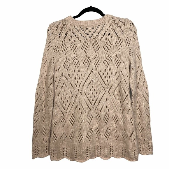 Ann Taylor LOFT Wool Blend Blush Pink Pointelle Knit Sweater Size X-Small - Picture 5 of 9